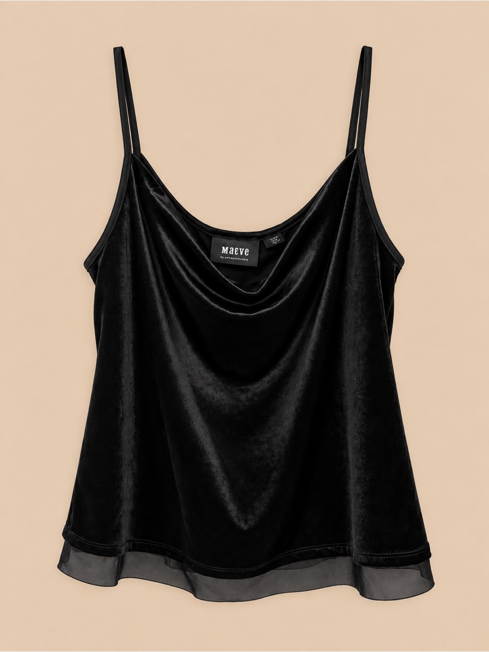 Maeve Anthropologie Halsey Black Velvet Cowl Neck Cami Top S